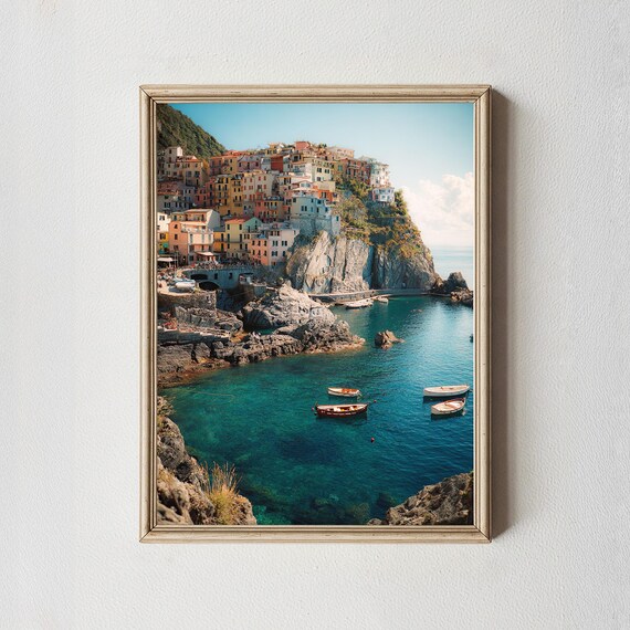 Cinque Terre Manarola Coastal Italy Travel Poster