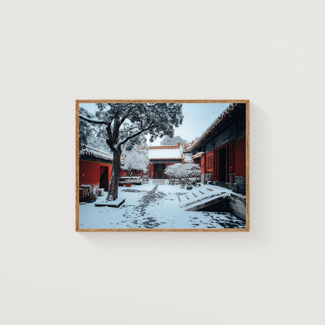 Snowy Forbidden City Courtyard Red Walls Beijing Winter Photo Poster