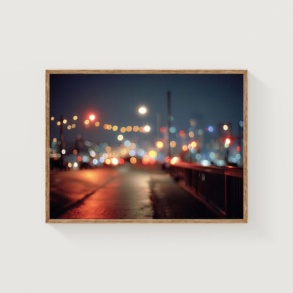 City Lights Bokeh Photography Abstract Urban Night Print