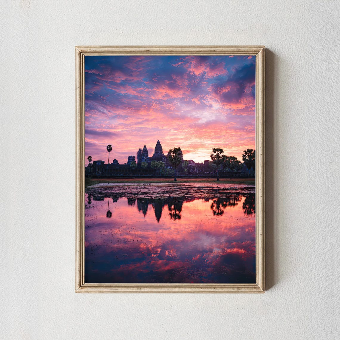 Stunning Angkor Wat Sunrise Reflection Temple Photography Wall Art