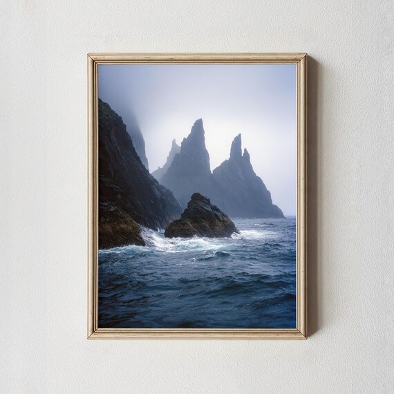 Faroe Islands Sea Cliffs Print Moody Nordic Landscape Photography
