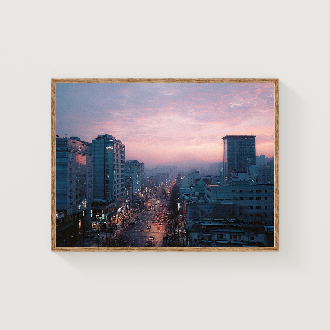 Seoul Sunset Skyline Pink Dusk South Korea City Photography Poster