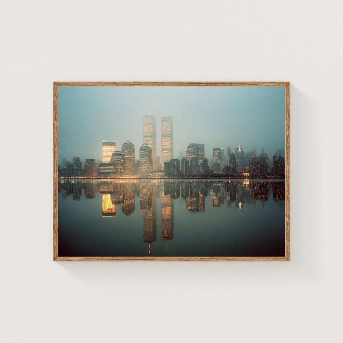 Twin Towers Reflection Print Vintage Nyc Skyline 35mm Film