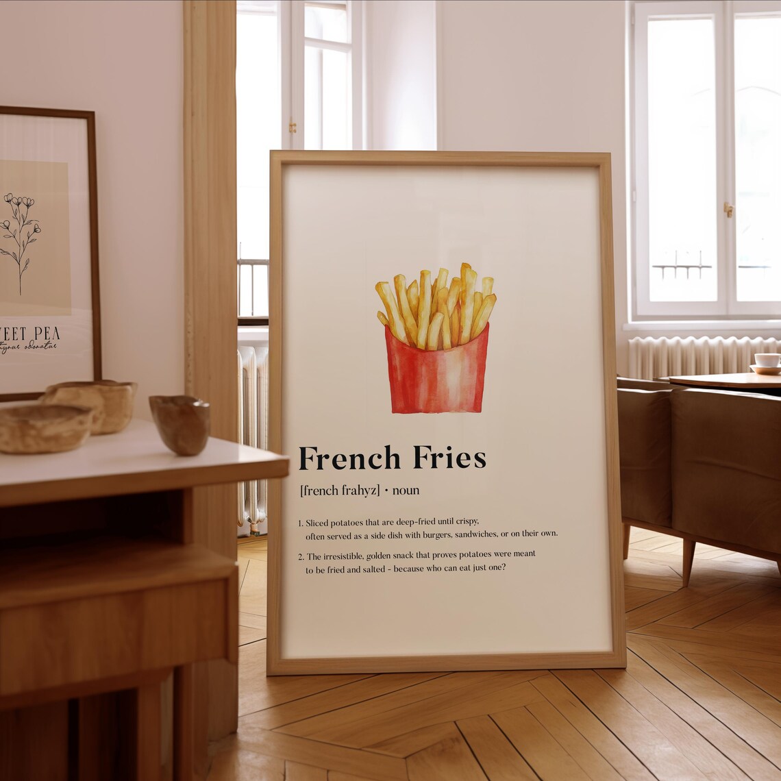 French Fries Definition Poster, Gourmet Kitchen Art