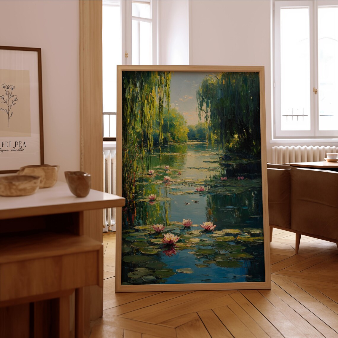 Impressionist Water Lilies Vintage Oil Painting Poster