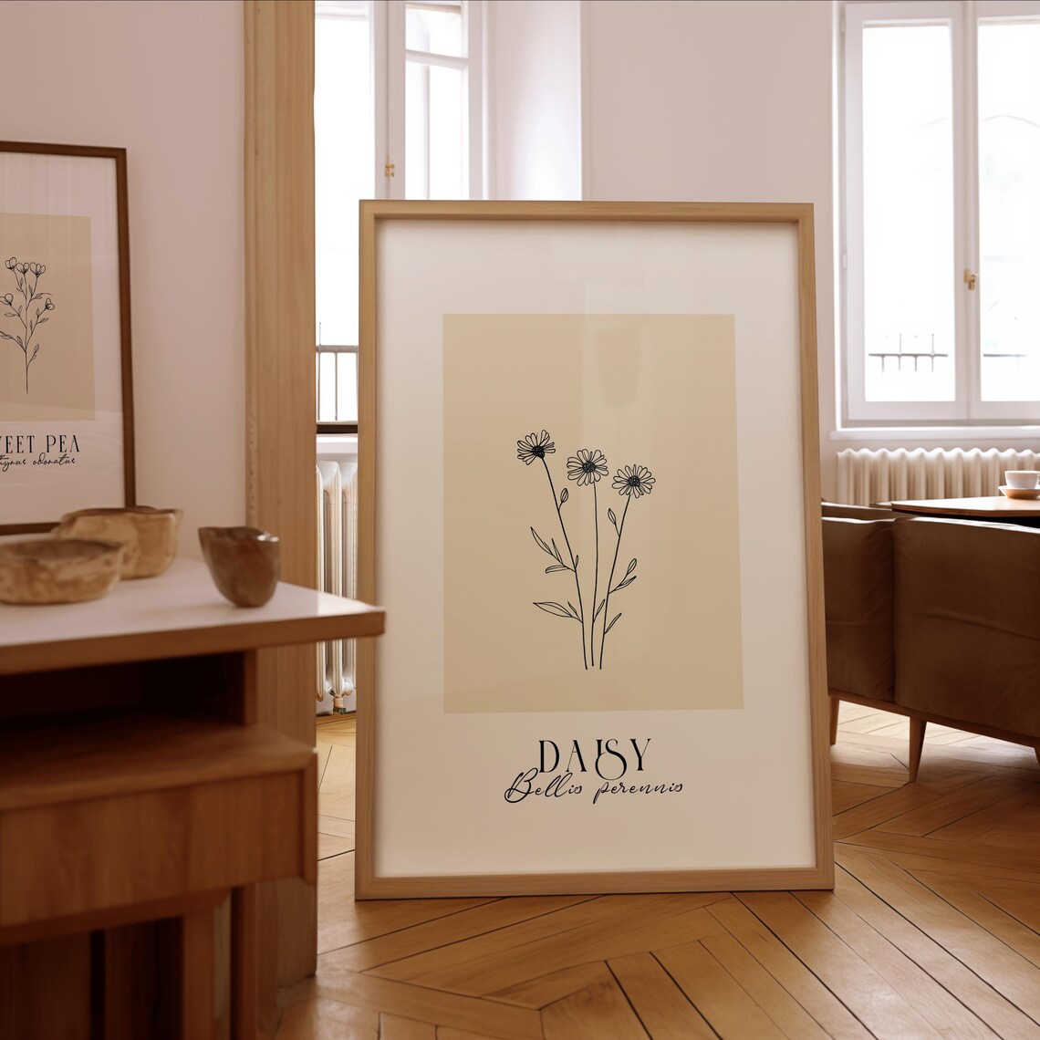 Daisy Line Art Print, Minimalist Floral Decor
