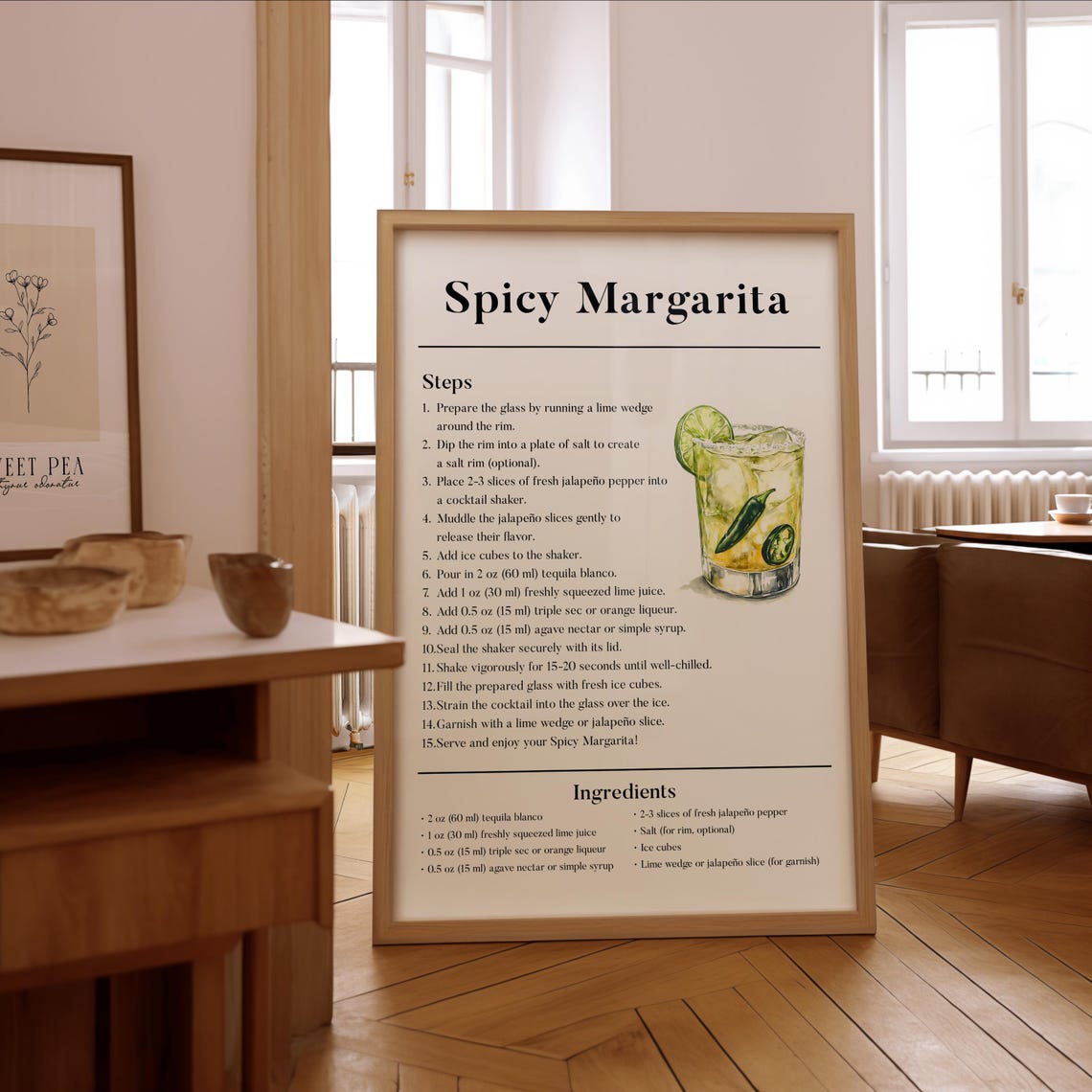 Spicy Margarita Recipe Poster Steps Ingredients Classic Drink Guide