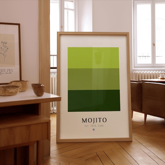 Mojito Cocktail Green Color Block Minimalist Modern Bar Poster