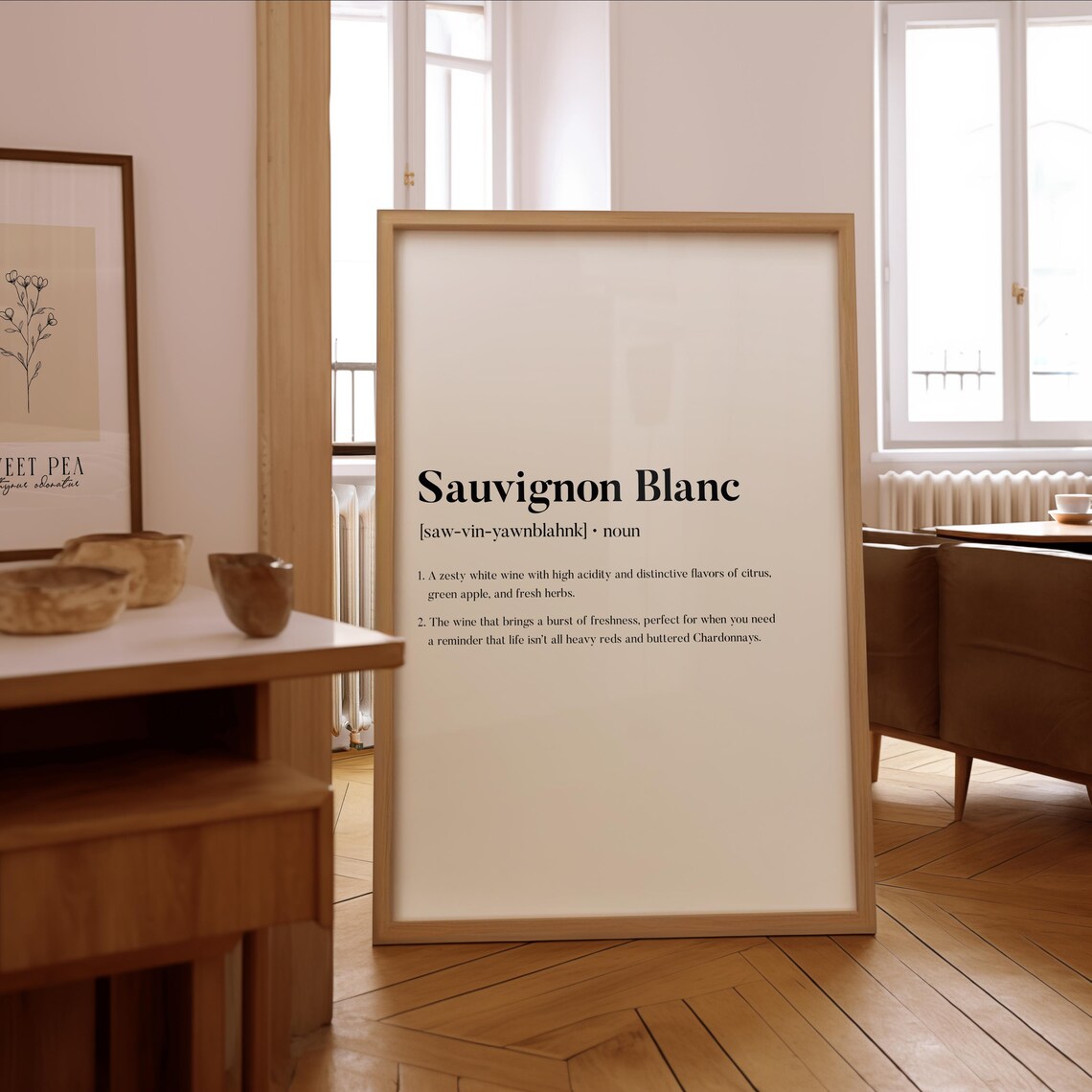Sauvignon Blanc Definition Print, Elegant Wine Art