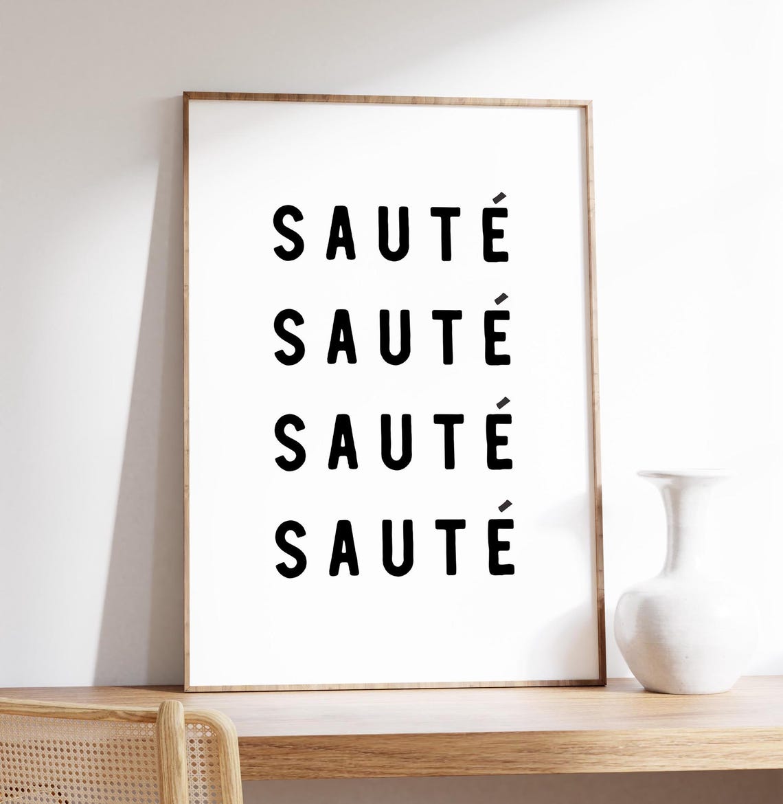 Saute Typography Kitchen Minimalist Chef Cooking Word Decor Print