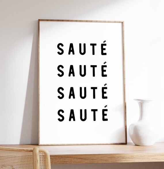 Saute Typography Kitchen Minimalist Chef Cooking Word Decor Print