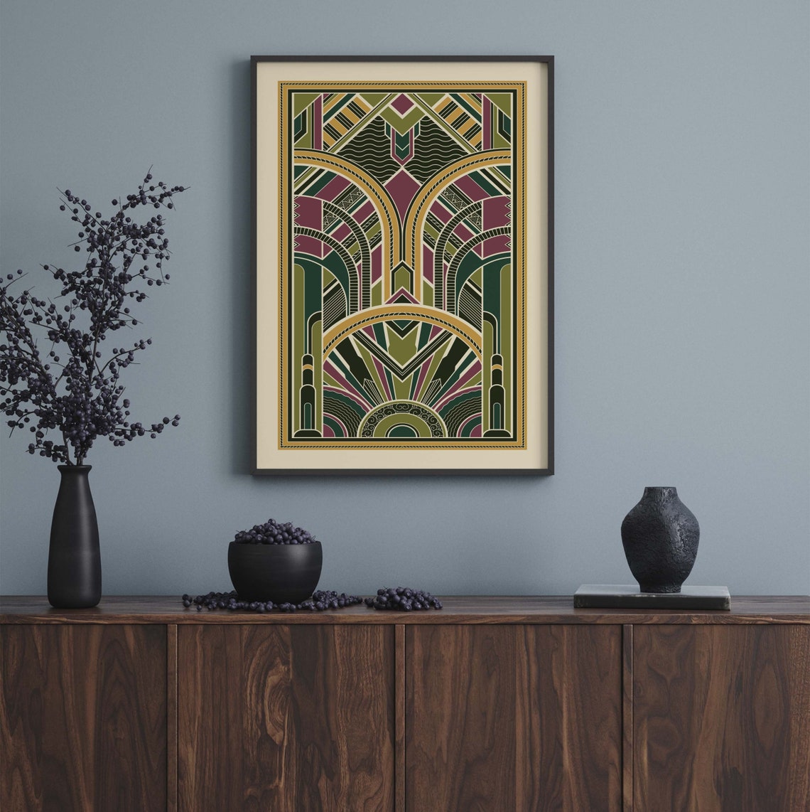 Art Deco Green Yellow Print Art Deco Print Geometric Print Art Deco Poster Wall Art Print Pink Art Print Green Art Deco - Image 3