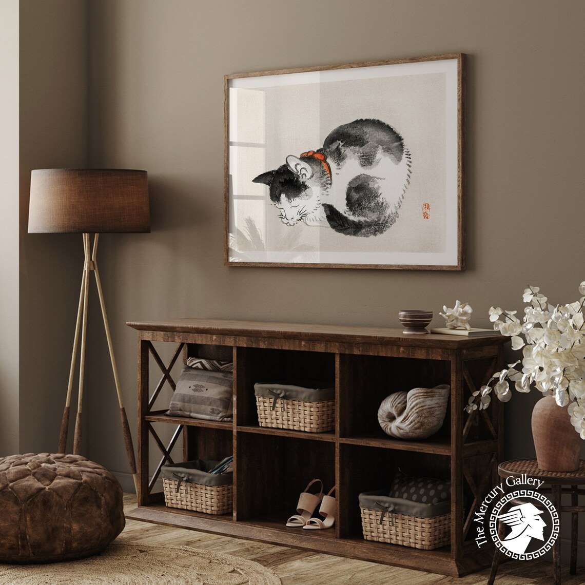 Sleeping Cat Vintage Japanese Print, Retro Wall Art - Image 2
