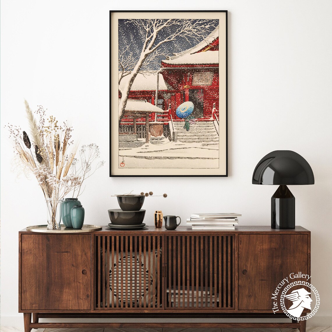 Kawase Hasui Snow at Kiyomizu Hall Red Temple Umbrella Japan Winter Poster - Image 5
