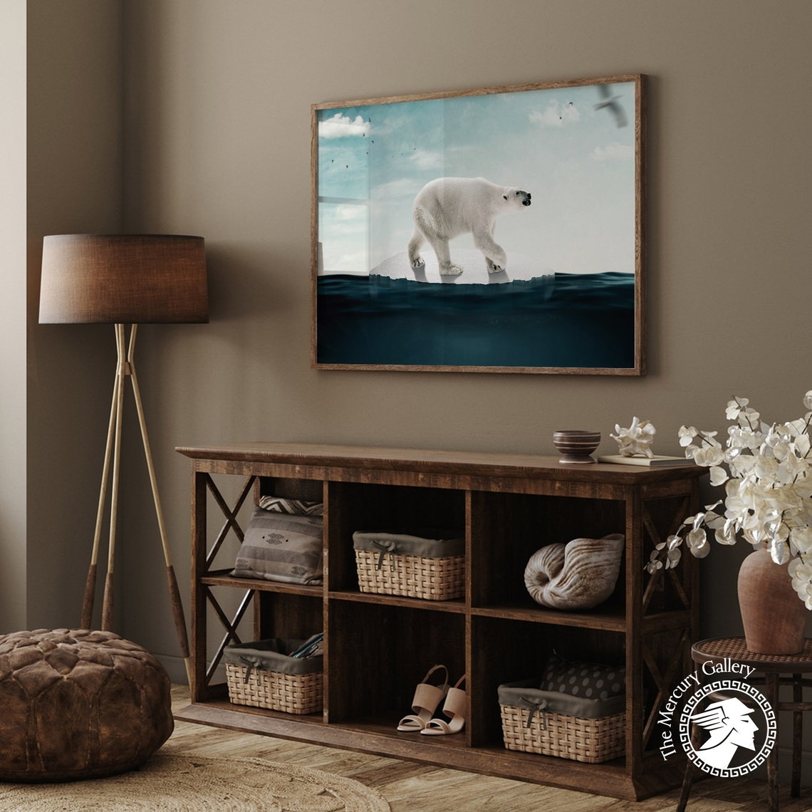 Polar Bear On Melting Ice Floe Arctic Wildlife Fine Art Print - Image 2