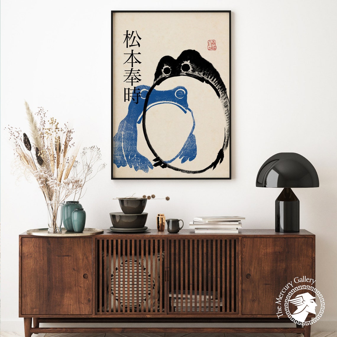 Matsumoto Hoji Art Print Japanese Frog Poster Blue Black Matsumoto Hoji Animal Art Print Frog Poster Funny Animal Print Animal Gift - Image 6