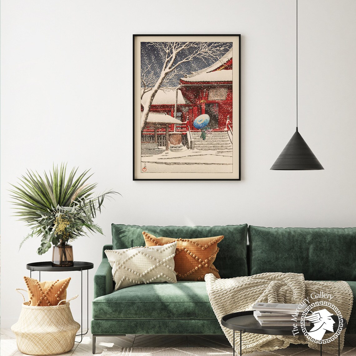 Kawase Hasui Snow at Kiyomizu Hall Red Temple Umbrella Japan Winter Poster - Image 3