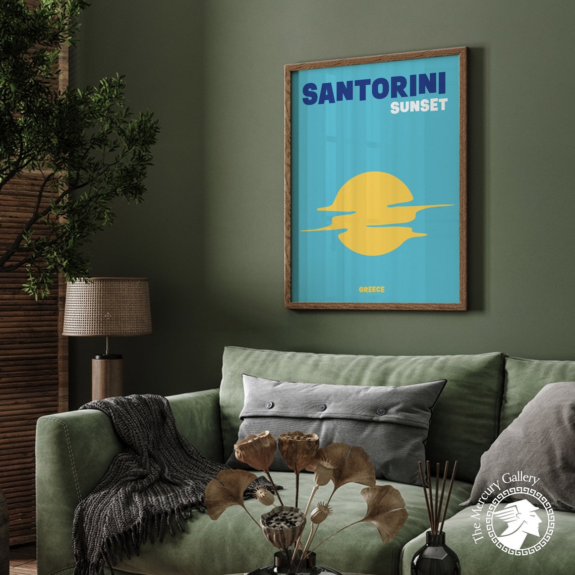 Santorini Sunset Greece Turquoise Abstract Sun Travel Poster - Image 2