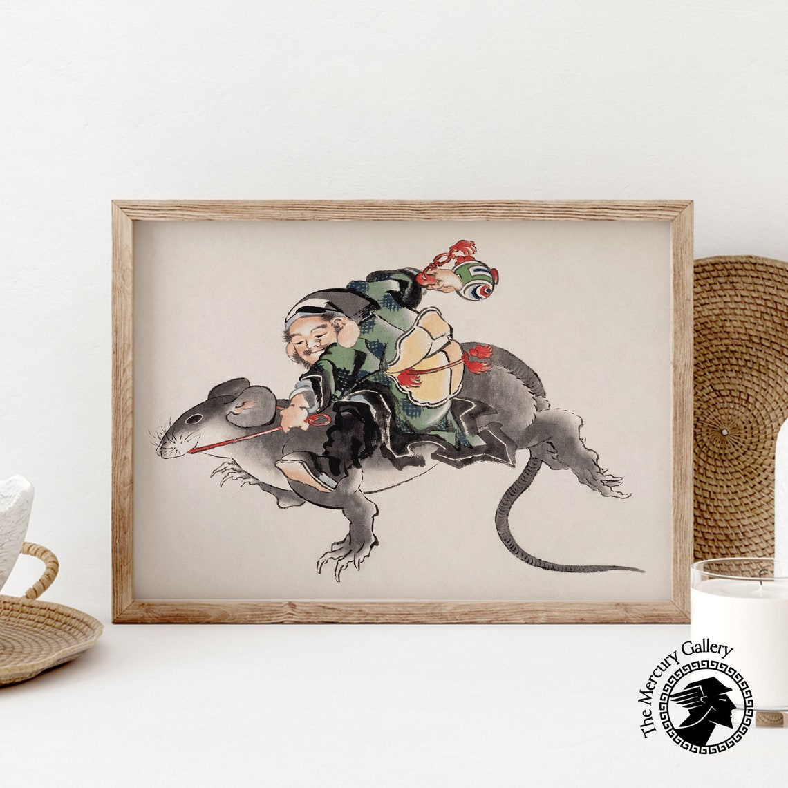 Hokusai Daikoku Riding Giant Rat Japanese Lucky God Art Poster