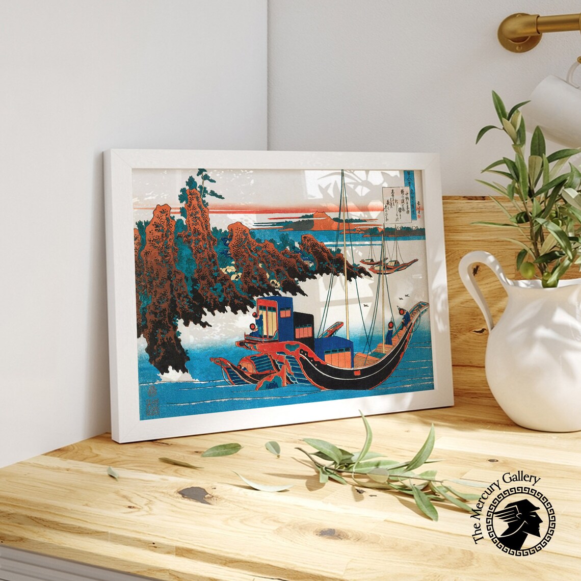 Hokusai Sunset Boats Rocky Coast Woodblock Japanese Seascape Poster - Image 5