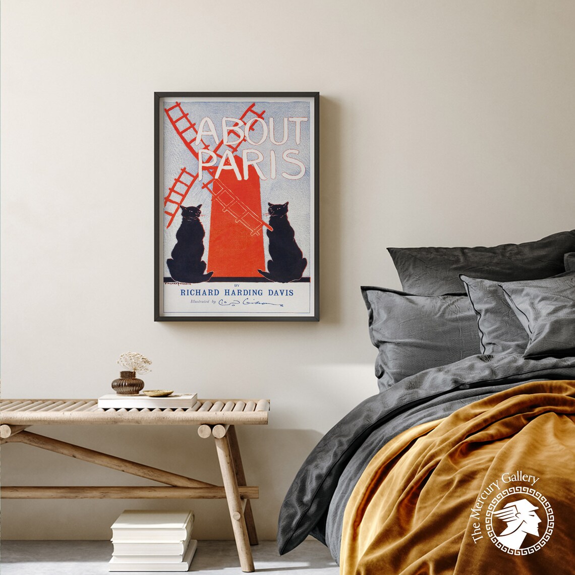 About Paris Red Windmill Two Black Cats Richard Harding Davis Art Poster - Image 2