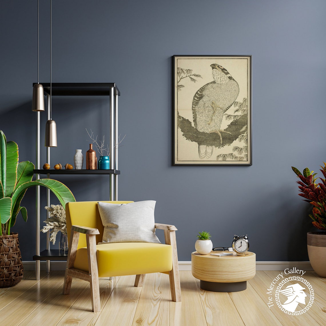 Hokusai Hawk Perched Branch Ink Sketch Japanese Bird of Prey Poster - Image 6