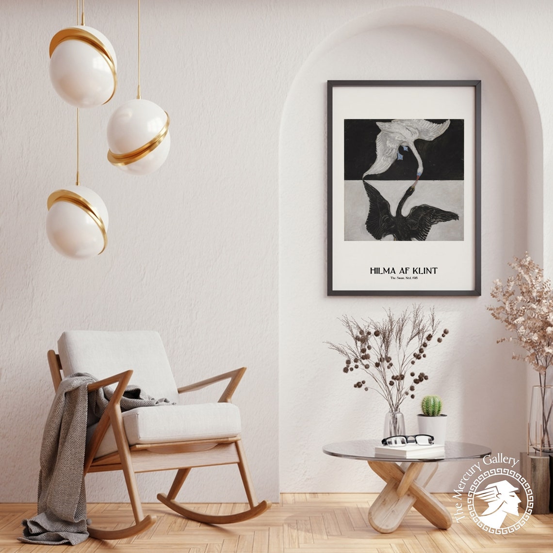 Hilma Af Klint The Swan No 1 1915 Black White Mirrored Swans Poster - Image 5