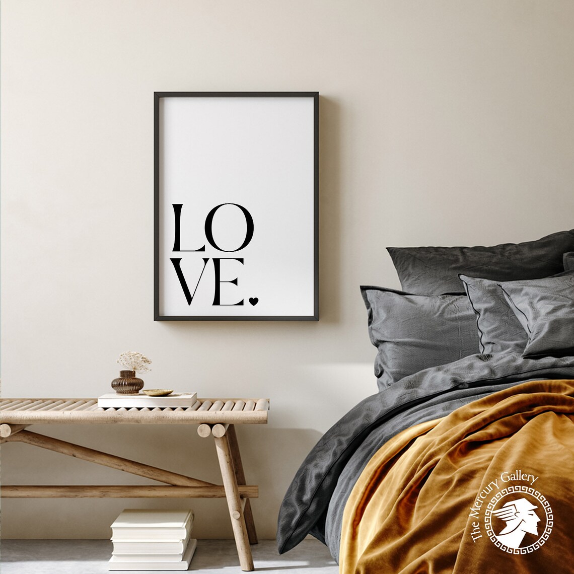 Love Typography Black White Minimalist Serif Quote Bedroom Wall Art Poster - Image 2