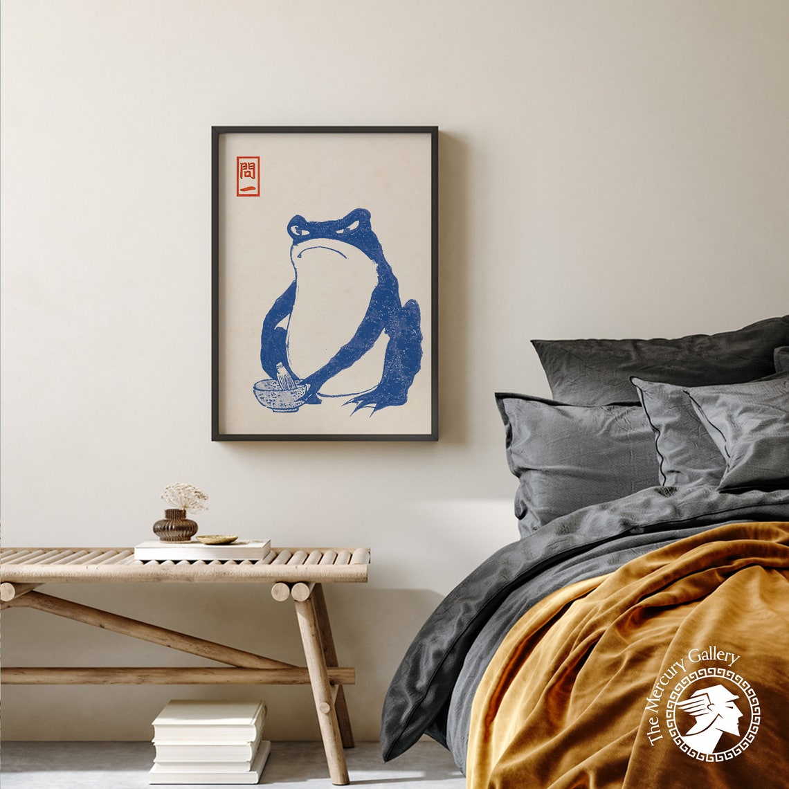 Japanese Vintage Poster Blue Frog Matsumoto Hoji Art Print Vintage Frog Painting Frog Art Print Japanese Woodblock Reproduction - Image 2