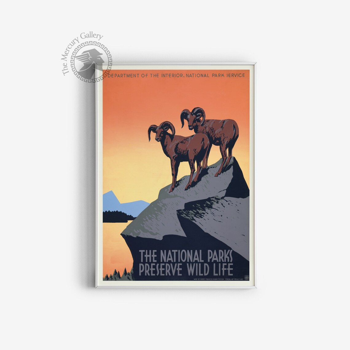 National Parks Bighorn Sheep Sunset WPA Vintage Wildlife Poster Print - Image 2