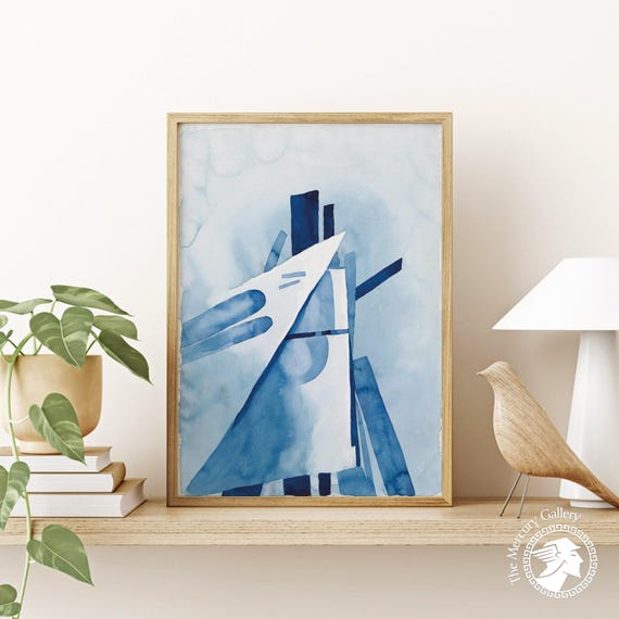 Georgia Okeeffe Blue Shapes Vintage Art Blue Abstract Wall Art Spiritual Abstract Print Abstract Art Housewarming Gift