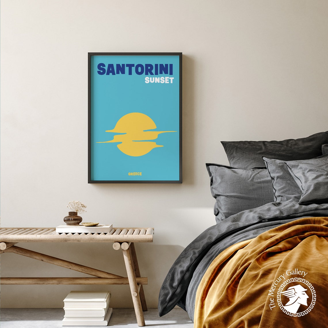 Santorini Sunset Greece Turquoise Abstract Sun Travel Poster - Image 6