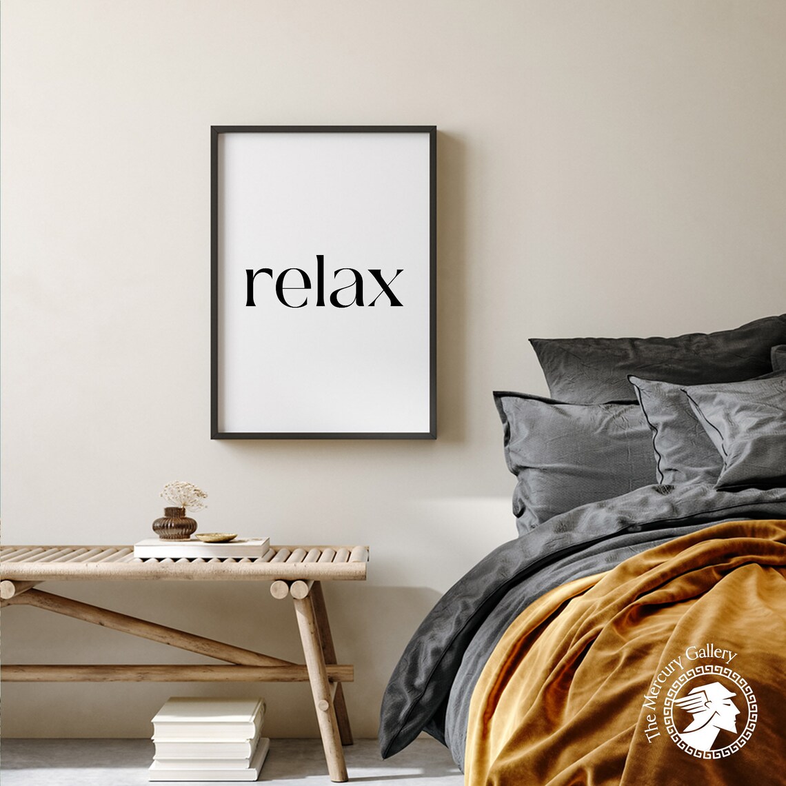 Relax Typography Black White Minimalist Serif Quote Wall Art Poster - Image 2