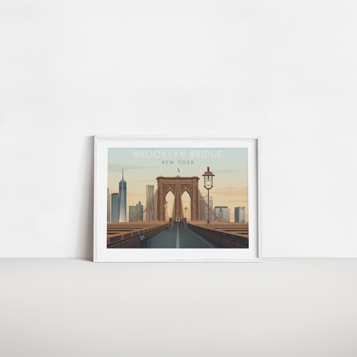 Brooklyn Bridge New York City Vintage Travel Poster - Image 2