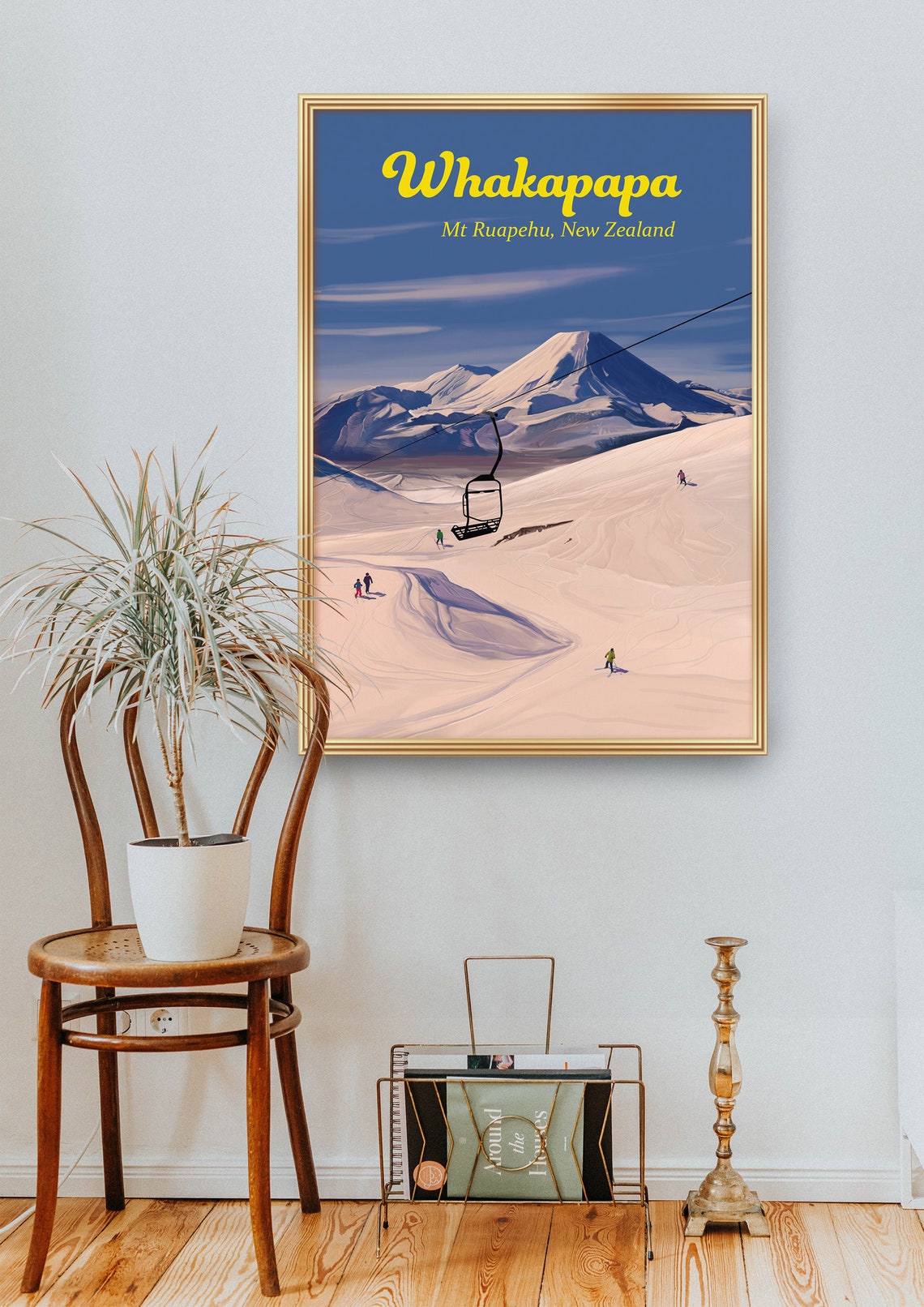 Whakapapa Ski Resort Poster Mount Ruapehu New Zealand Turoa Tongariro National Park Nz Travel Poster North Island Framed Print Art - Image 2