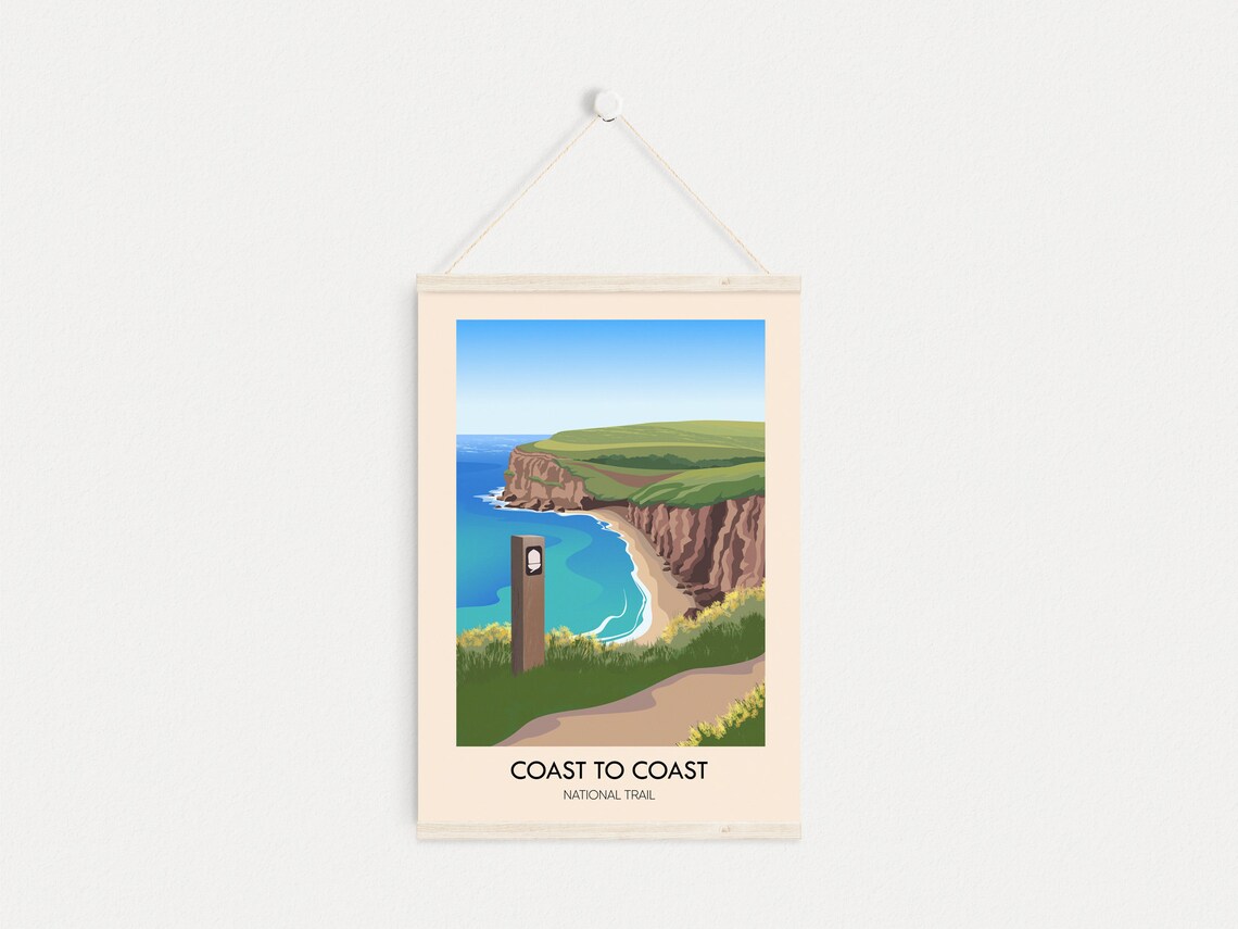 Coast To Coast National Trail Coastal Cliffs Waymarker Hiking Travel Poster - Image 3