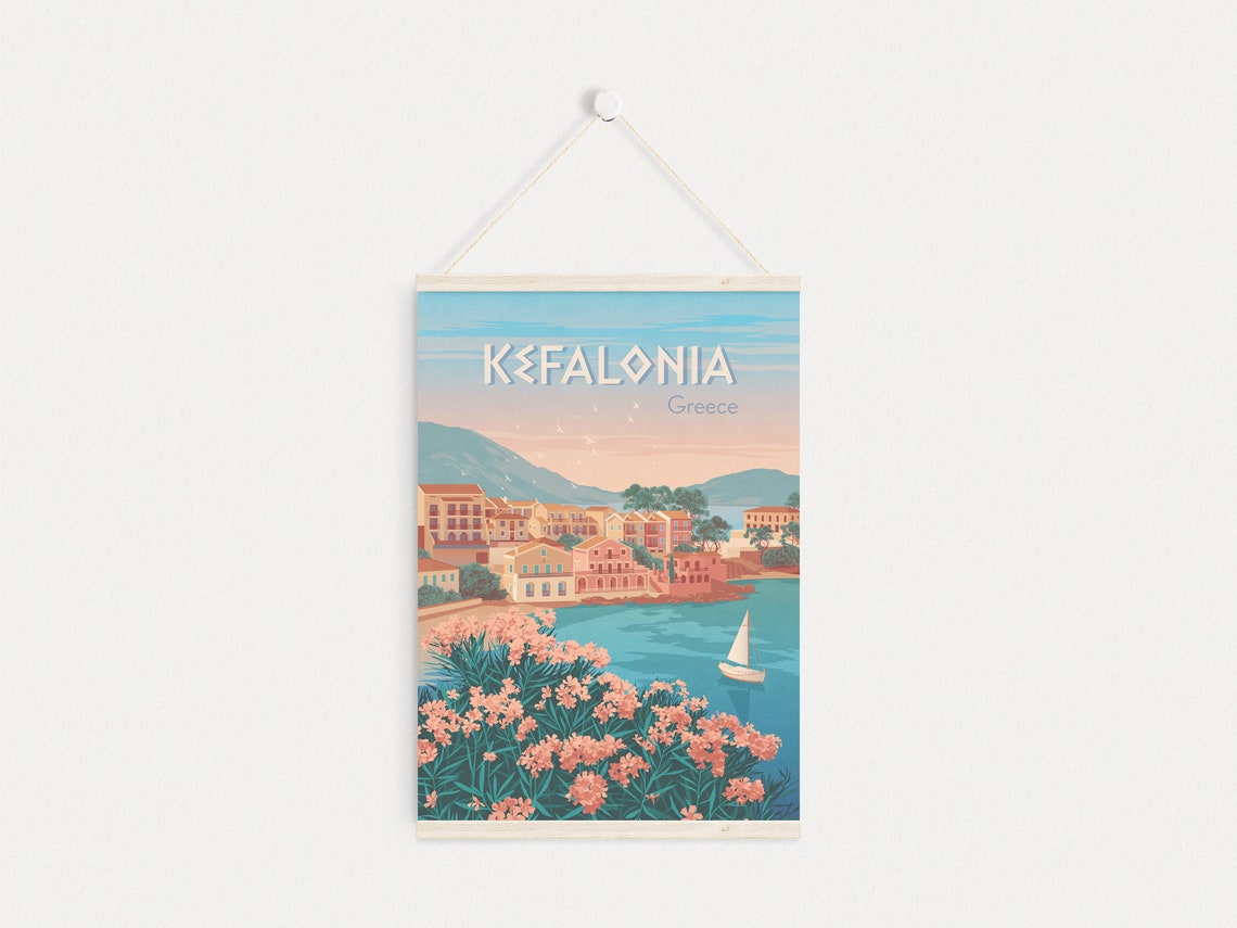 Kefalonia Greece Travel Poster Cephalonia Ionian Sea Argostoli Melissani Cave Myrtos Beach Sami Ionian Islands Greek Islands Print - Image 4