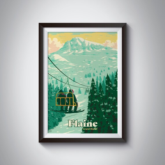 Flaine Ski Resort Vintage Retro Travel Poster