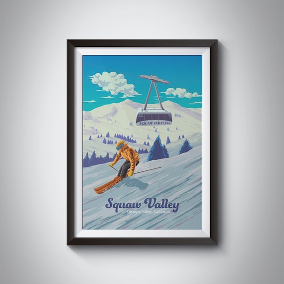 Squaw Valley Ski Resort Vintage Travel Poster