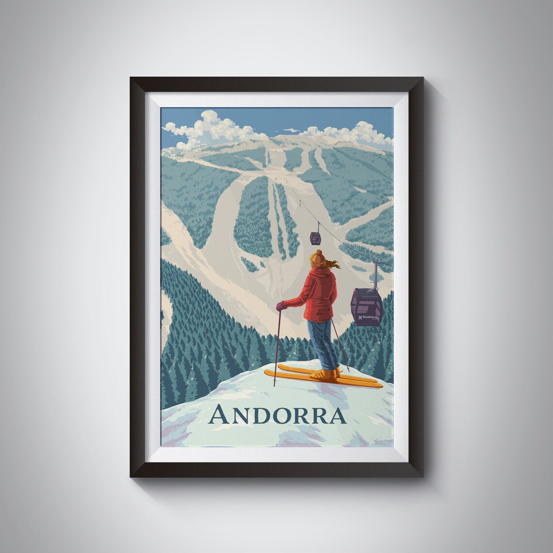 Andorra Vintage Ski Resort Poster, Pyrenees Travel Poster