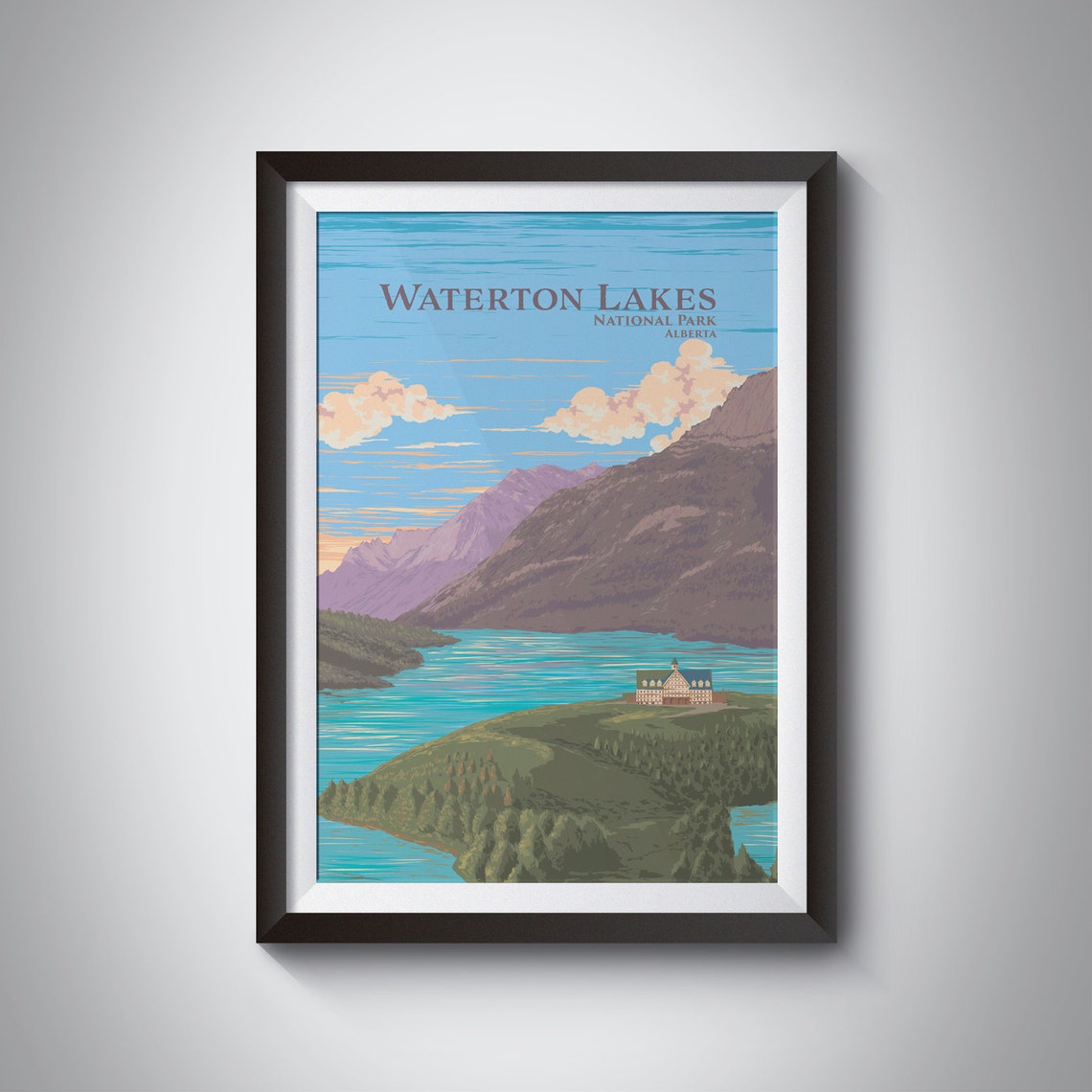 Waterton Lakes National Park Alberta Canada Rockies Sunset Poster