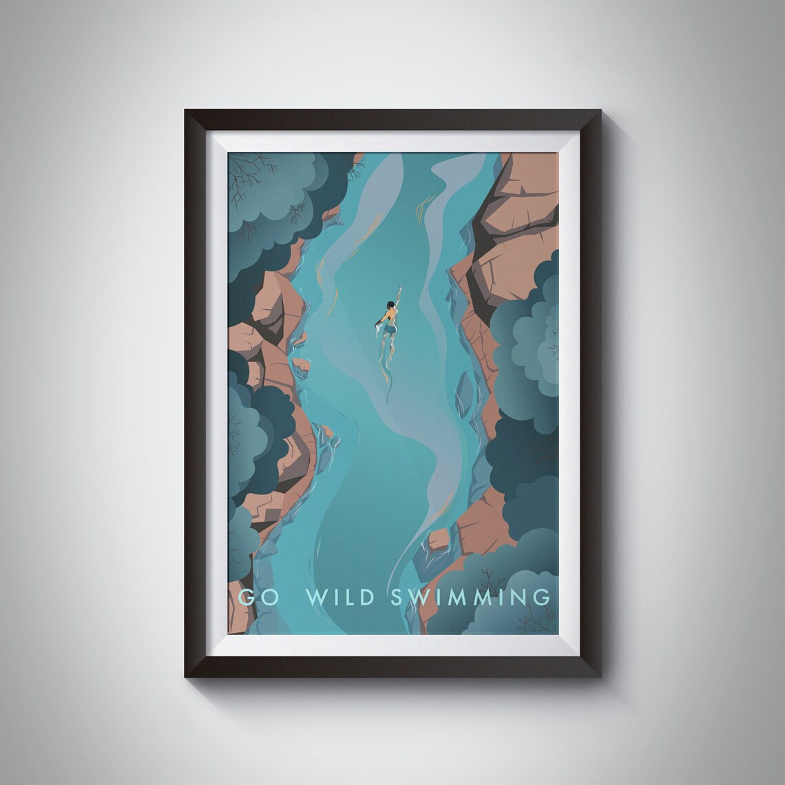 Go Wild Swimming Travel Poster, Outdoor Adventure