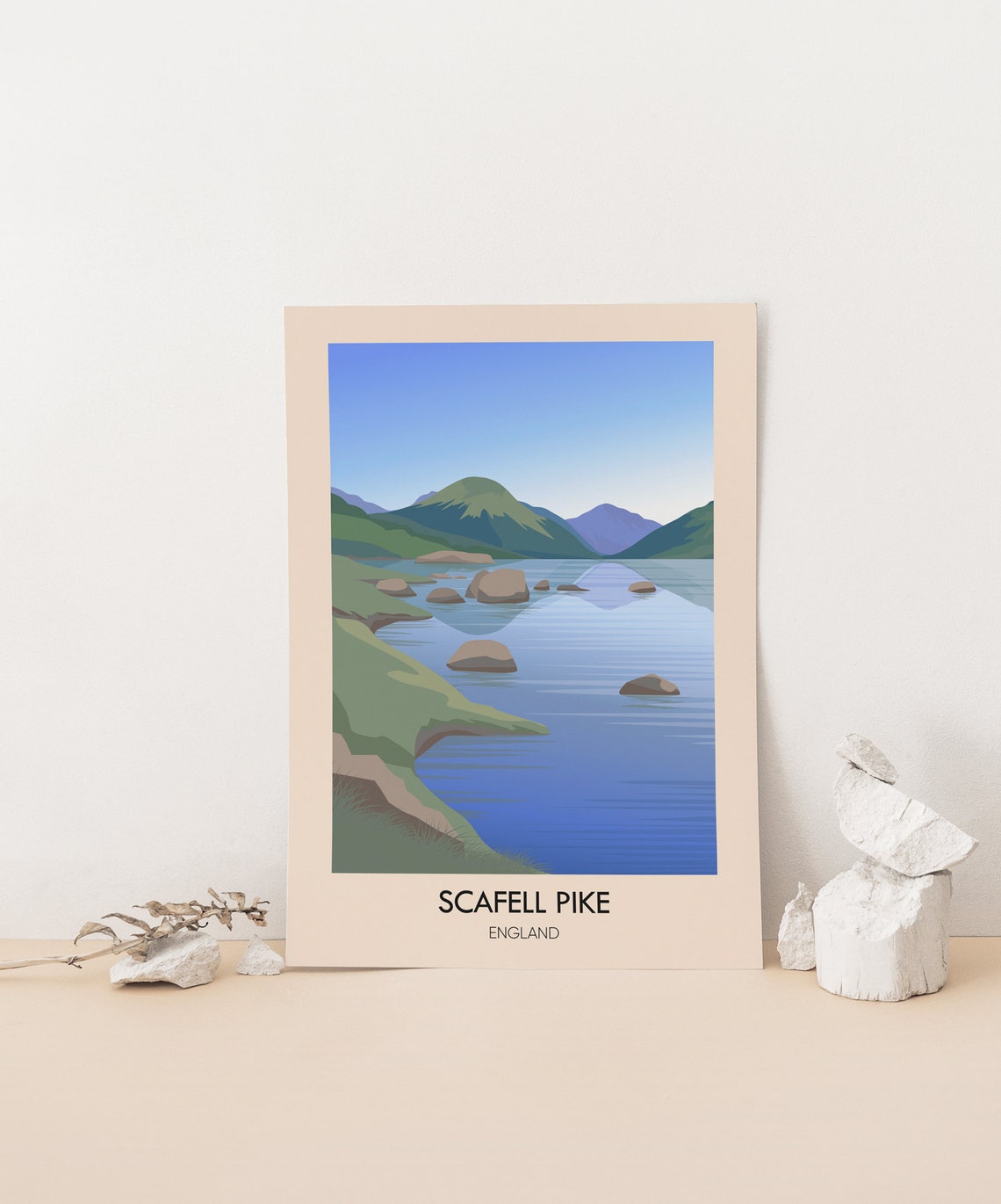 Scafell Pike England Lake District Mountain Lake Travel Poster - Image 2