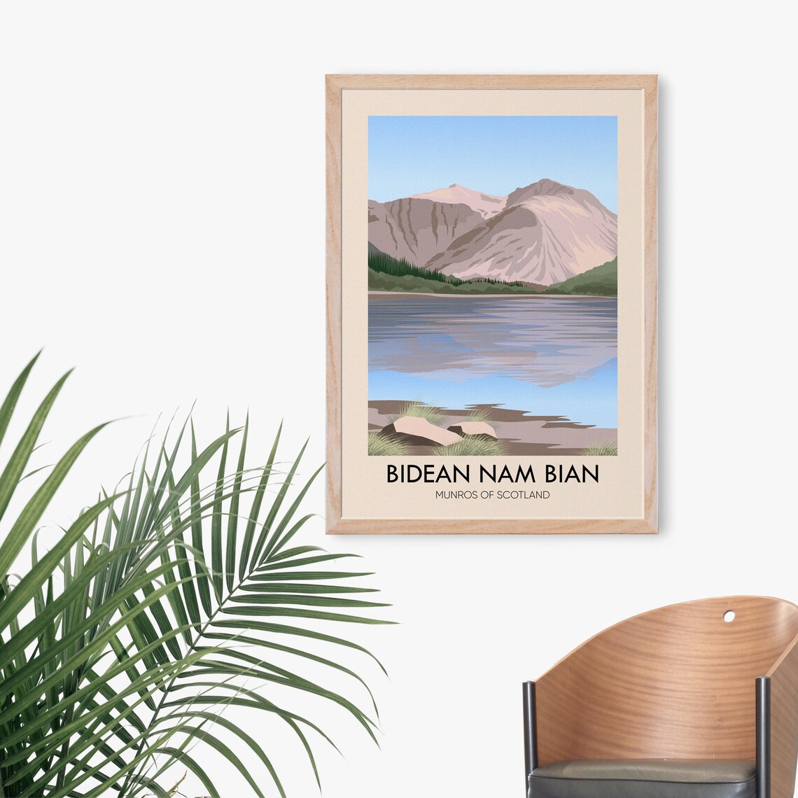 Bidean Nam Bian Munros Of Scotland Mountain Lake Hiking Travel Poster - Image 3