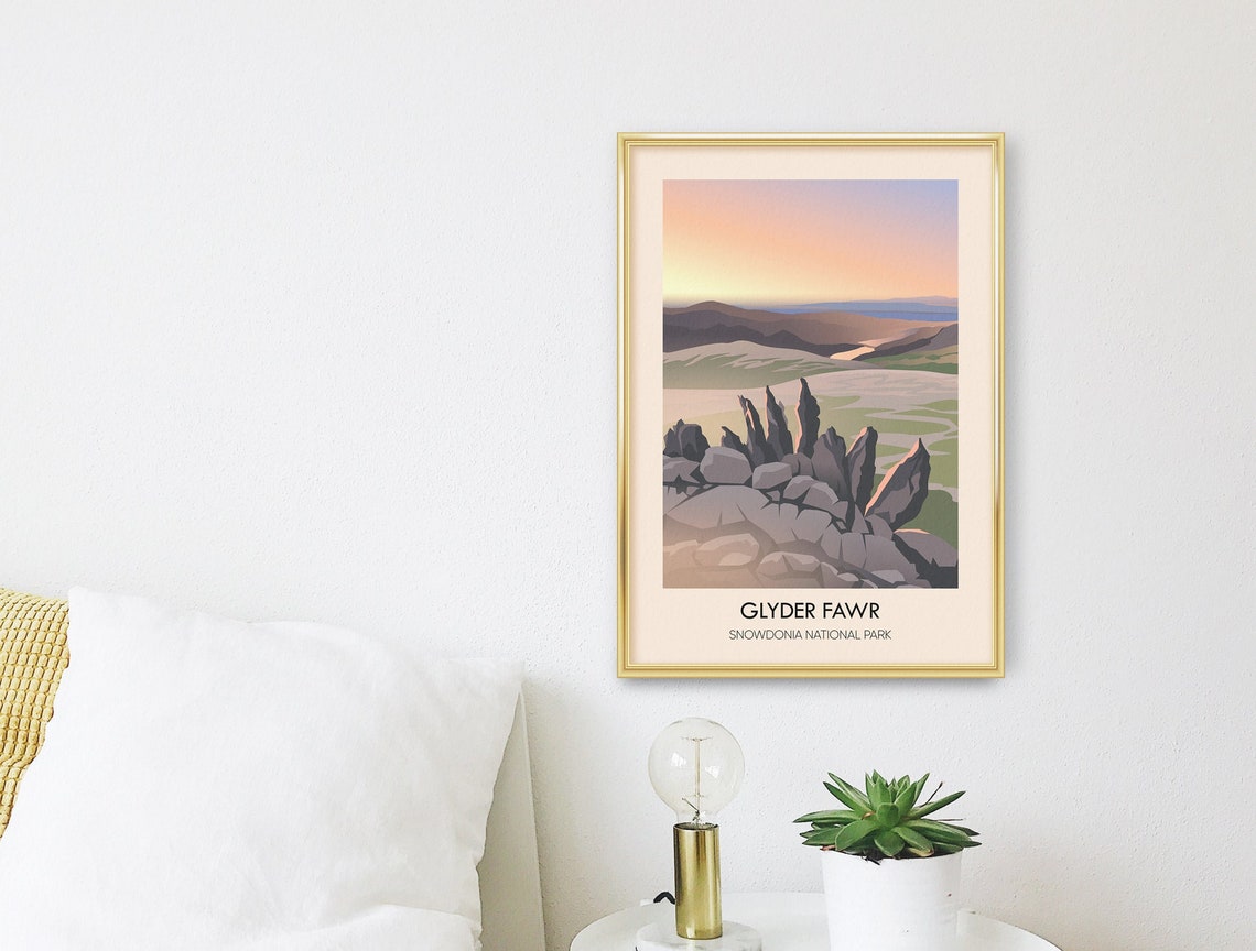 Glyder Fawr Snowdonia Sunset Rocky Summit Ridge Panorama Poster - Image 3