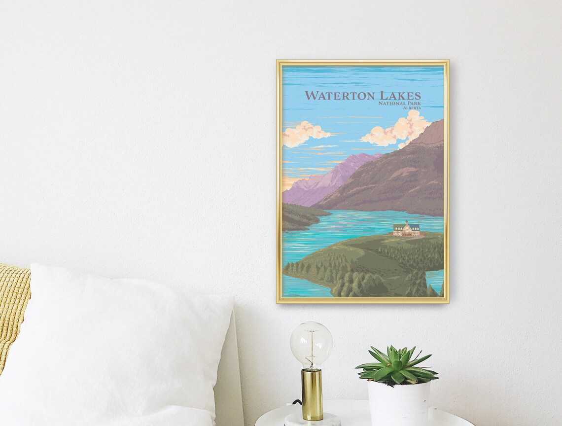 Waterton Lakes National Park Alberta Canada Rockies Sunset Poster - Image 3