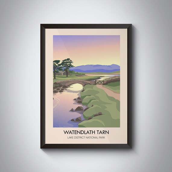 Watendlath Tarn Lake District National Park Packhorse Bridge Sunset Travel Poster