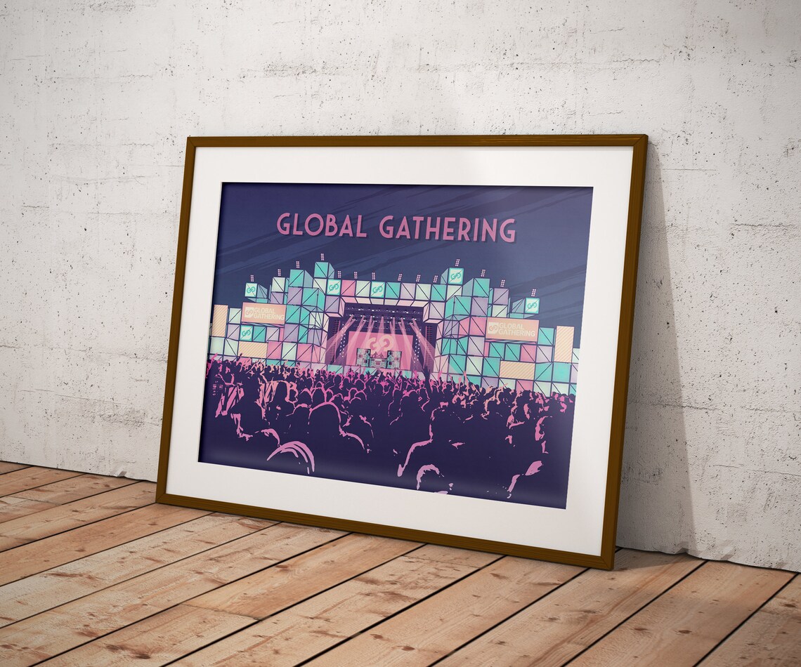 Global Gathering Festival Vintage Travel Poster - Image 3