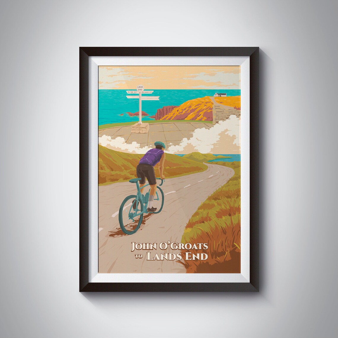 John O'Groats to Land's End Cycling Travel Poster