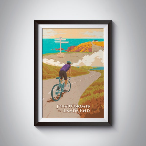 John O'Groats to Land's End Cycling Travel Poster